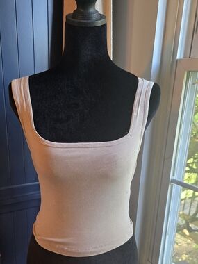 Square-Neck Tank Top in Light Pink